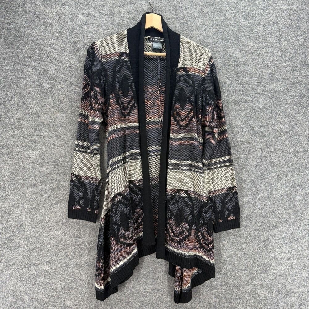 United States Sweaters Cardigan Women L Large Gray Striped Open Front Acrylic